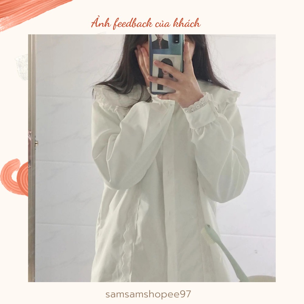 Áo sơ mi nữ cổ sen Nhật Bản