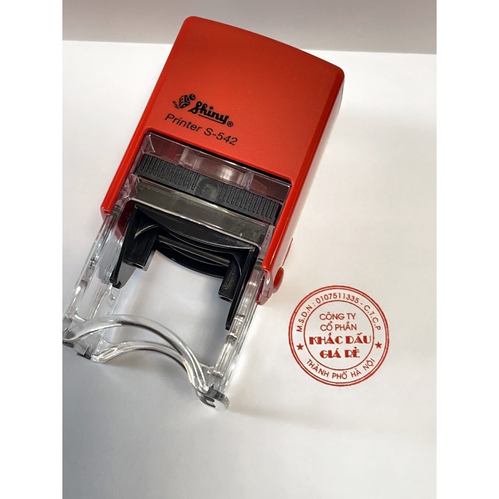 Khắc Con Dấu, Dấu Mộc Dấu Tròn Công Ty Theo Yêu Cầu Shiny Printer S-542 Màu Mực Đỏ Liền Rõ Nét Nhỏ Gọn Tiện Lợi