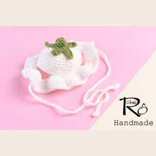 Mũ củ cải trắng cho mèo, cún mũ len Handmade cho thú cưng dễ thương [Hàng sẵn]