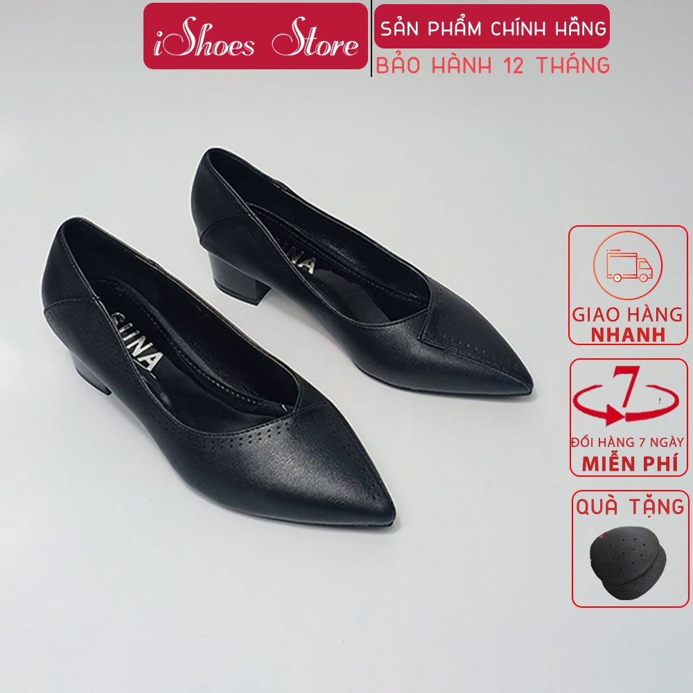 Giày cao gót khoét tim 3cm gót vuông thanh lịch - D809