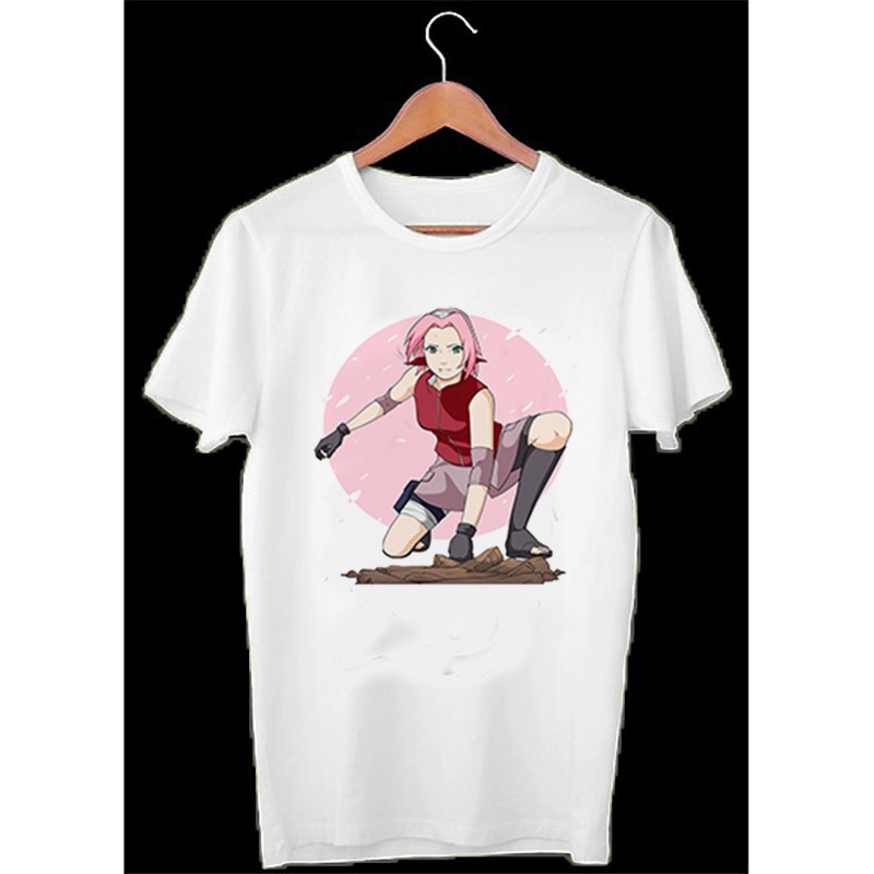 Áo thun Cotton Unisex - Nhân vật Haruno Sakura - Naruto - Chibi - Haruno Sakura và hoa anh đào rơi