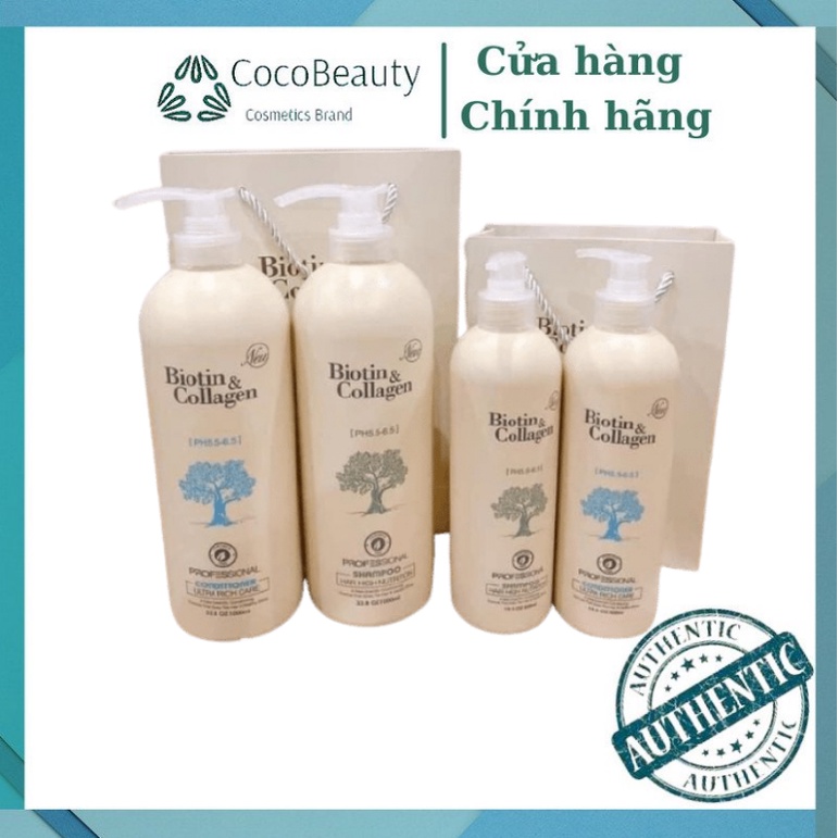 Cặp Gội Xả Biotin &amp; Collagen New 1000ml [ TRẮNG NEW]