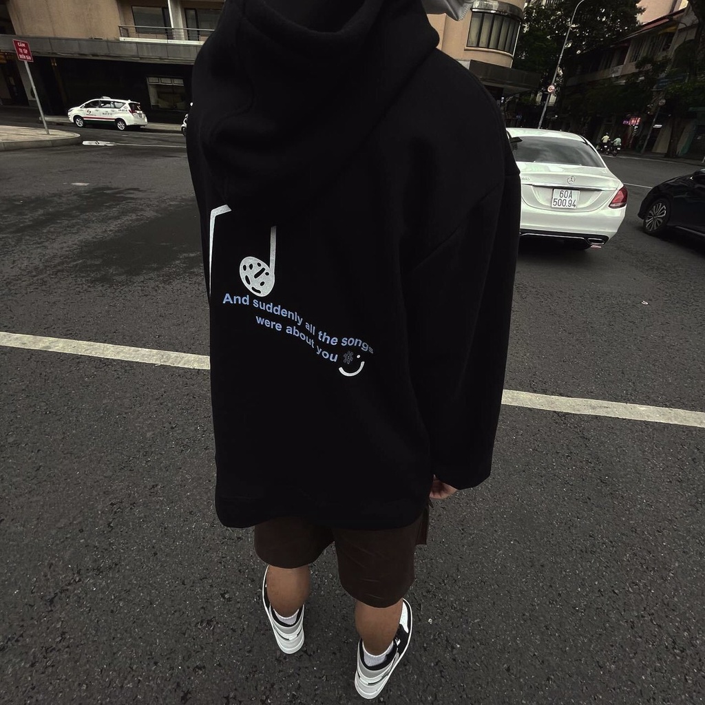Áo Hoodie Music khoác Nỉ Bông có mũ form rộng basic tay dài dày dặn ấm áp cặp đôi nam nữ unisex Aomivn