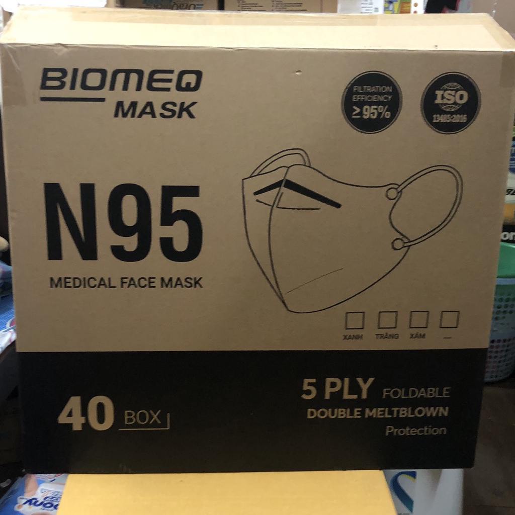 ✅ Khẩu Trang 3D N95- Biomeq MASK 5 Lớp (Hộp 30 Cái), Lọc Bụi PM2.5 Siêu Mịn 95% - VT0847