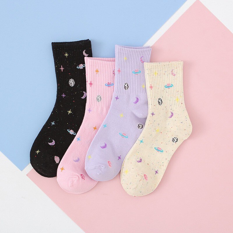 Vớ cotton họa tiết bầu trời sao ngọt ngào thời trang cho bé gái