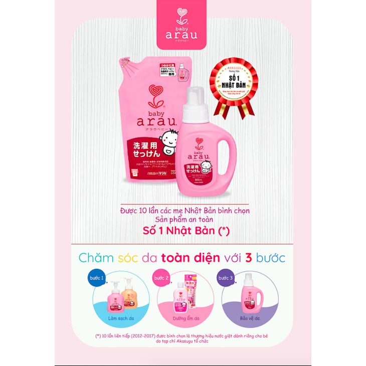 Combo Nước giặt đồ trẻ em Arau Baby bình 800ml + túi 720ml