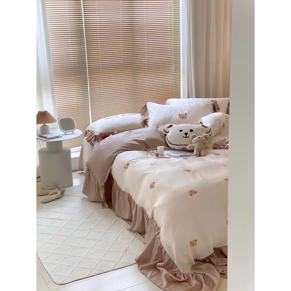 Chăn ga gối tencel Teddy Gấu 5 món
