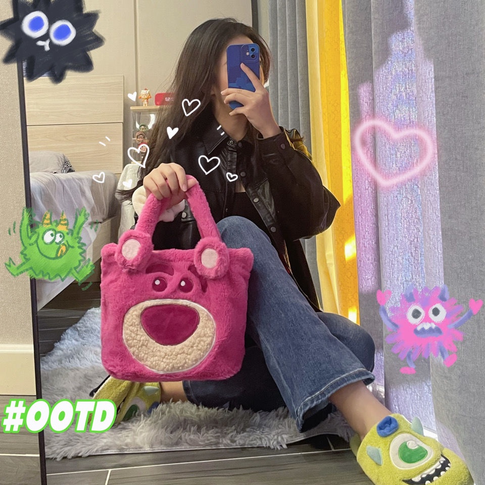 DISNEY Túi Xách Hình Gấu Hoạt Hình Nhồi Bông Phong Cách Lolita Đáng Yêu Cho Bé Gái