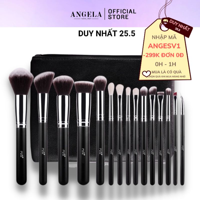 Bộ Cọ Trang Điểm Chuyên Nghiệp Cao Cấp 15 Cây MSQ Luxury Classic 15 Psc Antipacterial Pro Brush Set