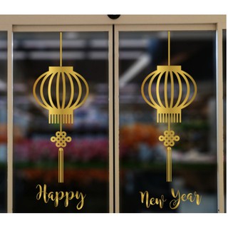 Decal trang trí Tết - Lồng đèn sắc nét (đỏ - vàng)