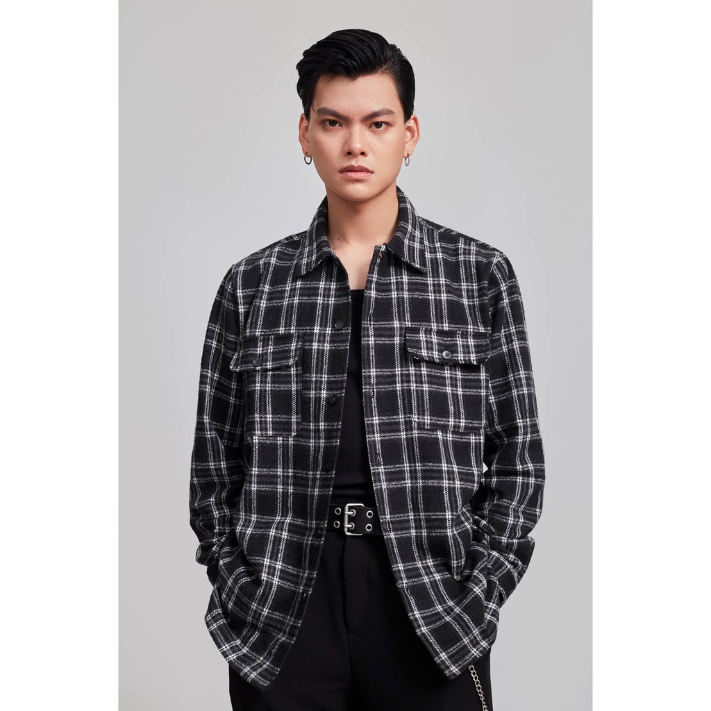 Áo Sơ Mi Dài Tay Nam HIGHWAY MENSWEAR Keaton Shirt Đen Trắng