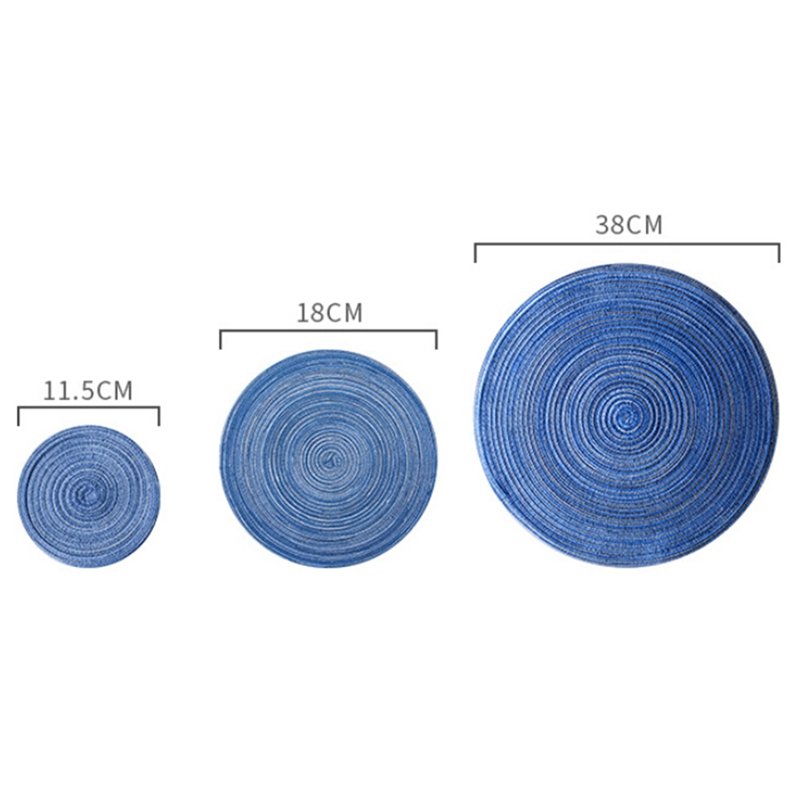 Round Design Table Ramie Insulation Pad Solid Placemats Linen Non Slip Table Mat Kitchen Accessories Decoration Home Pad Coaster Round coaster, placemat, heat pad