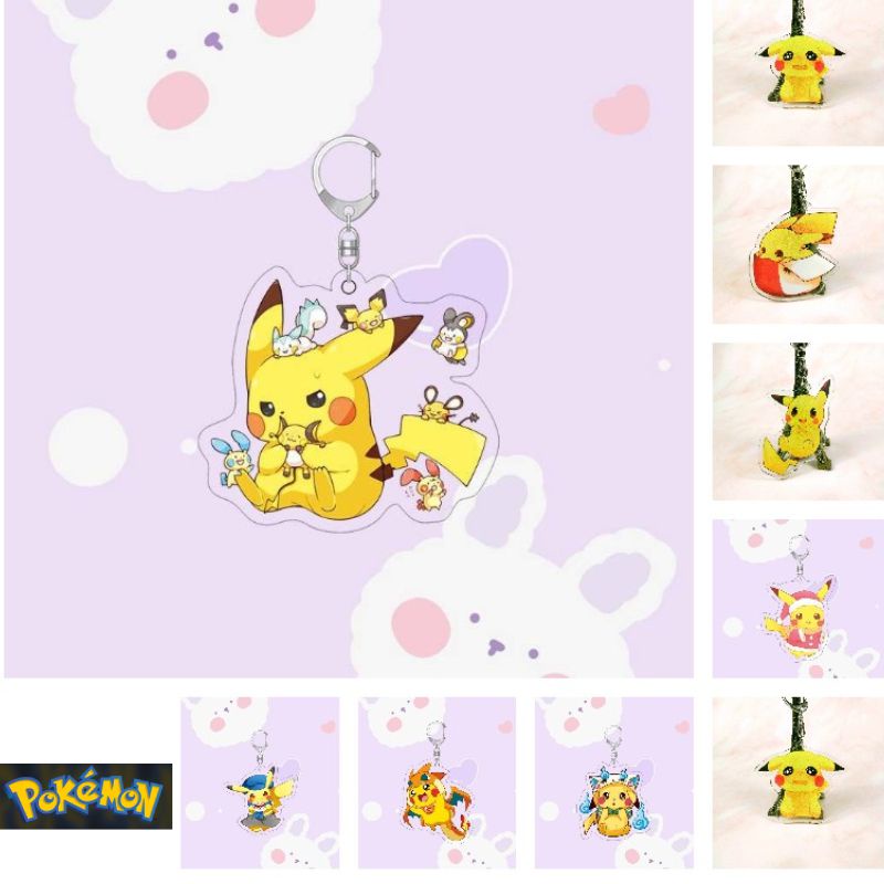Anime Pokemon 6cm Around Laser High-Definition Acrylic Keychain Cute Children's Gift