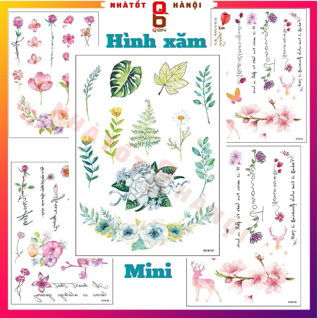 Hình xăm tattoo sticker chống nước tạm thời AN TOÀN dễ dàng sử dụng combo 1 tấm 20x17cm Hình Màu sắc Nhatothanoi