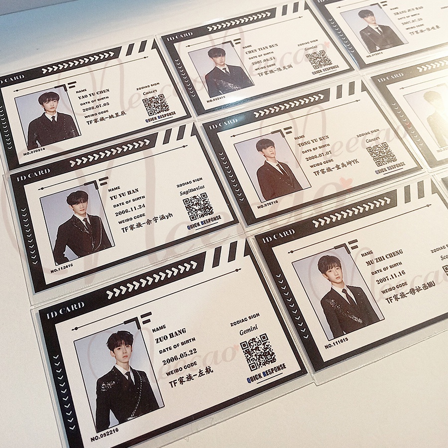 1 ID Card TF GIA TỘC F3 11 Thành Viên Chu Chí Hâm Tô Tân Hạo Tả Hàng Trương Cực Trương Trạch Vũ Designed Unoff Neecao