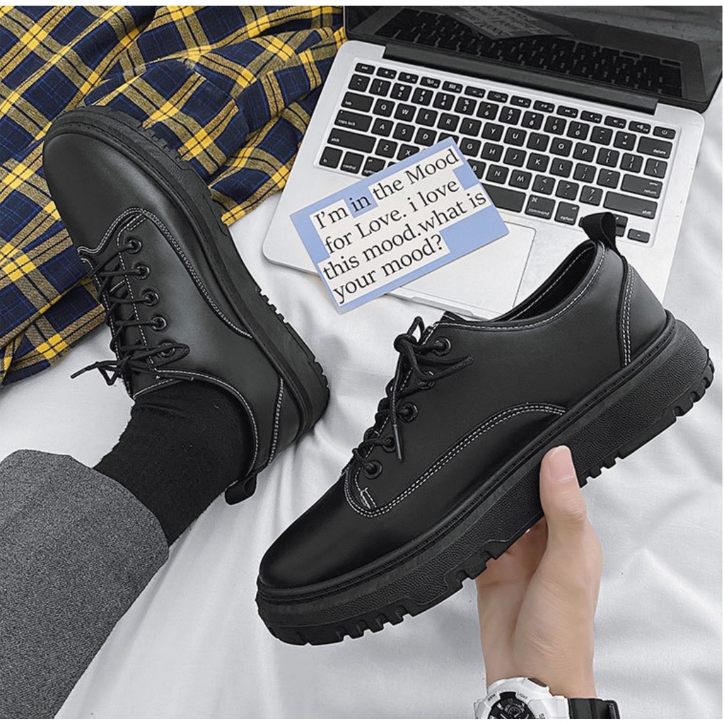 Giày nam cổ thấp, giày dr martens nam, giày da nam, boot cổ thấp Dr Retro đế bằng New 2022