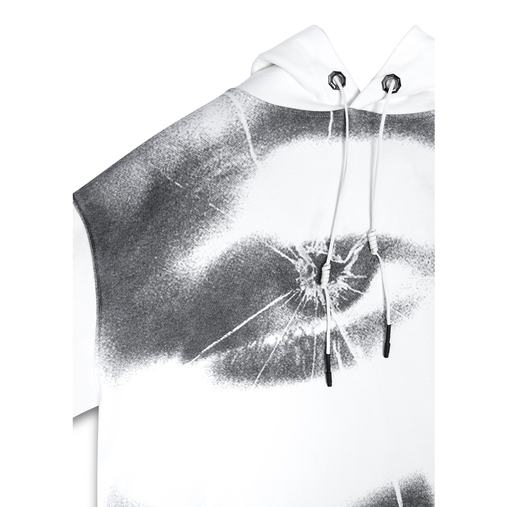 Áo hoodie 'GOLDIE EYES' 100% nỉ French Terry 440gsm màu trắng