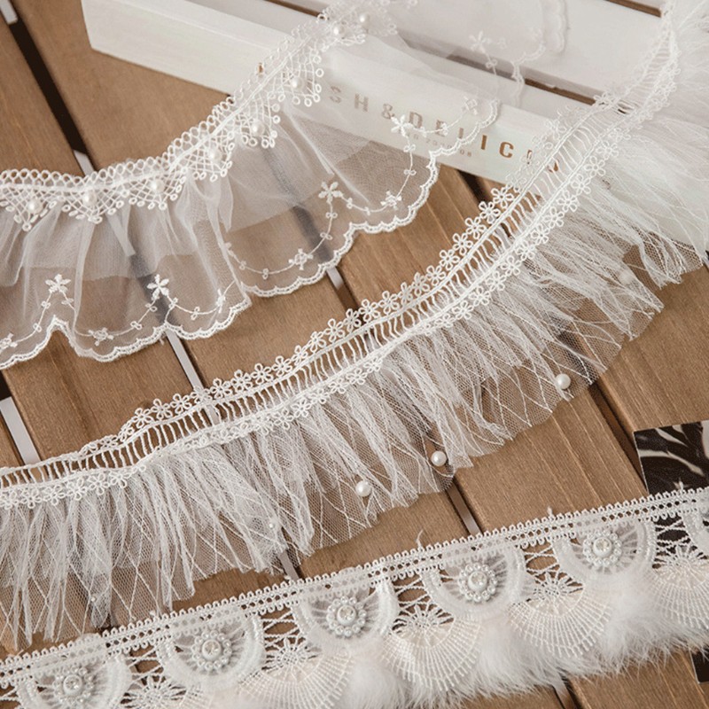 Cuộn Dây Ren Đính Ngọc Trai Dài 1 Yard Dùng Để Trang Trí Đồ Thủ Công