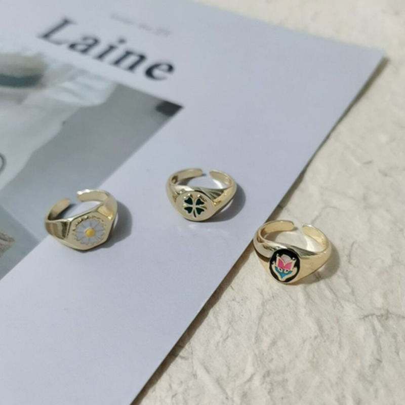 Nhẫn Hở Hình Oval Họa Tiết Hoa Tulip 19953 Sang Trọng Thời Thượng