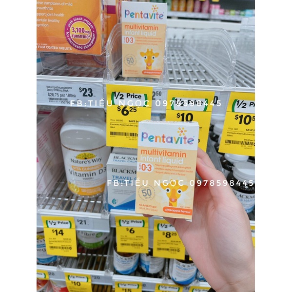 Vitamin tổng hợp Pentavite 0-3y Úc cho bé.Đủ bill