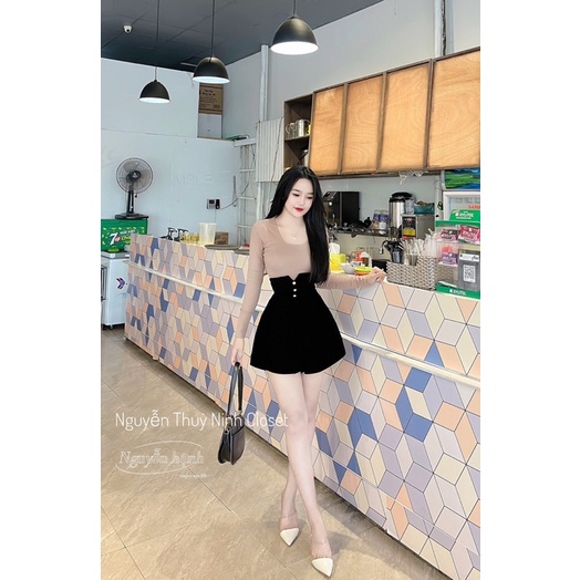 Sét áo thun dài tay + quần nhung cạp cao