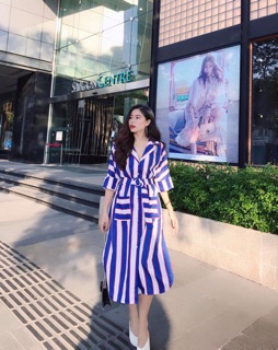 VÁY SỌC MIDI KÈM BELT