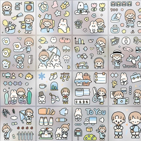 Sticker 1 tấm trang trí sổ/ đồ dùng cá nhân dễ thương, hình dán trang trí nhiều mẫu size 8*8cm Mẫu giao ngẫu nhiên