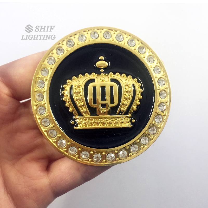 Logo kim loại kiểu vương miện đính đá 3D kiểu sang chảnh trang trí xe hơi