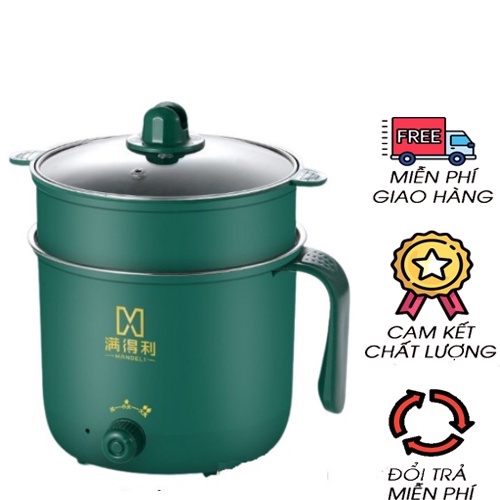 Nồi Lẩu Mini, Ca Nấu Mì Nấu Cơm Đa Năng Có Tay Cầm 1,8L Xanh