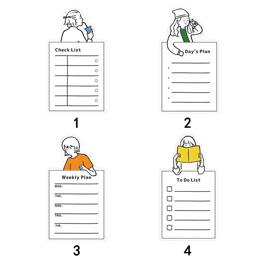 Set 30 tờ giấy dán ghi chú hỗ trợ quản lý thời gian tiện lợi dành cho trường học/ văn phòng họa tiết dễ thương