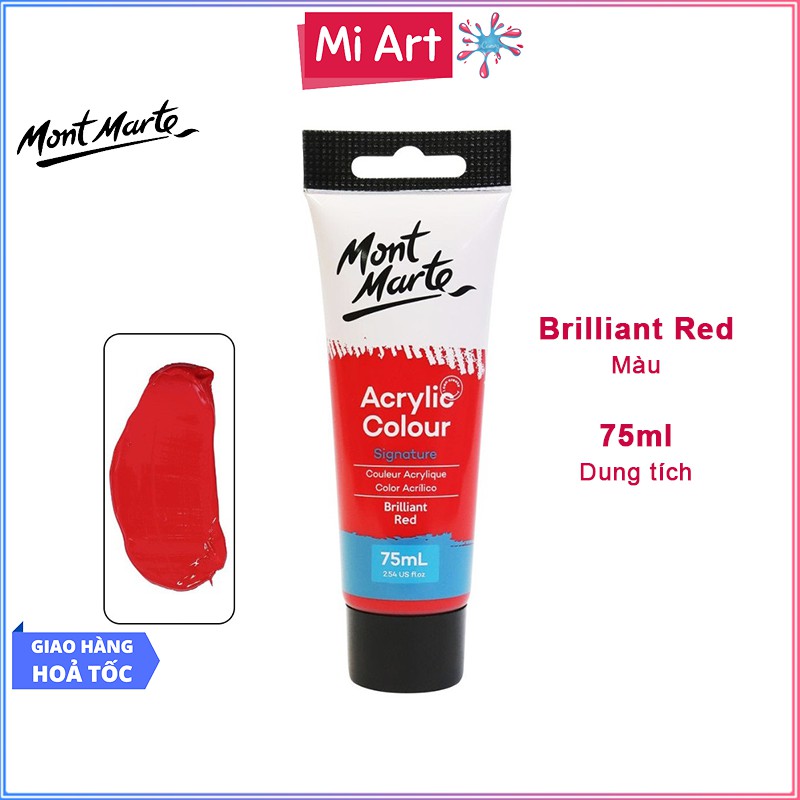 Màu Acrylic Mont Marte 75ml - Brilliant Red - Acrylic Colour Paint Signature 75ml (2.54oz) - MSCH7510