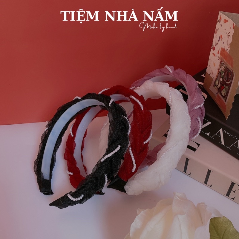 BỜM / CÀI TÓC VOAN NHĂN TẾT DẠNG BỆN PHỐI DÂY TRAI NHỎ - [ Nhà Nấm handmade ]