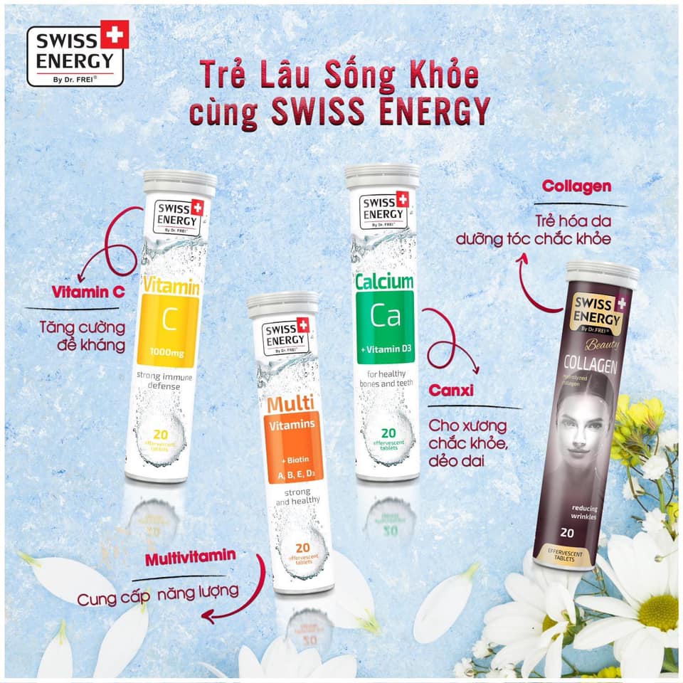 Viên Sủi CANXI - Bổ Sung đồng thời Canxi và Vitamin D3 giúp tăng hấp thu canxi Dr. Frei - Swiss Energy