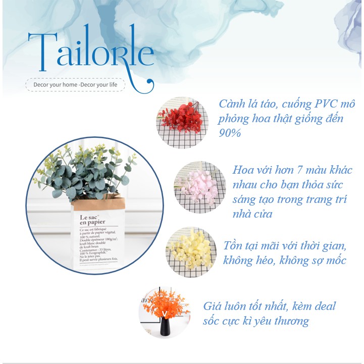 Lá nhân tạo 16 cái nĩa cành lá táo lá kim tiền kết hợp vật liệu kết hợp màu xanh lá cây kỹ thuật trang trí đám cưới