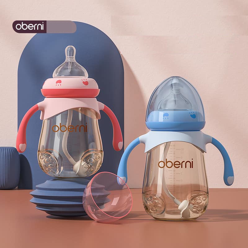 Bình sữa tay cầm Oberni PPSU 240ml cổ rộng