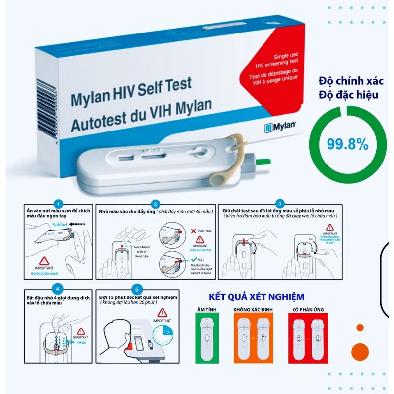 [ Gửi Hỏa Tốc ] Thiết Bị Tự Xét Nghiệm Mylan HIV Self Test thế hệ mới HSD 2022 ( che tên sản phẩm )