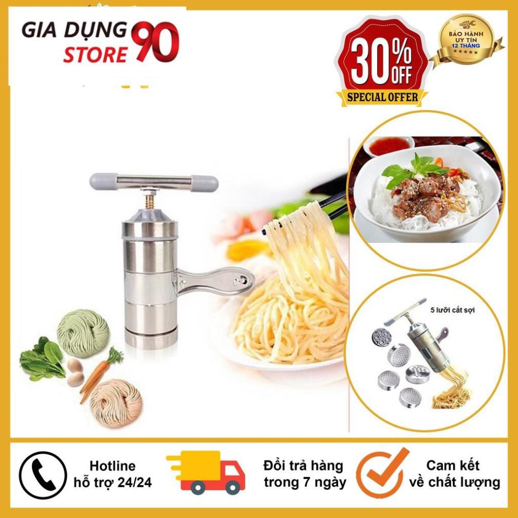 Máy Làm Bún, Mỳ Tươi Tại Nhà Bằng Inox, Tặng Kèm Bộ 5 Size Bún