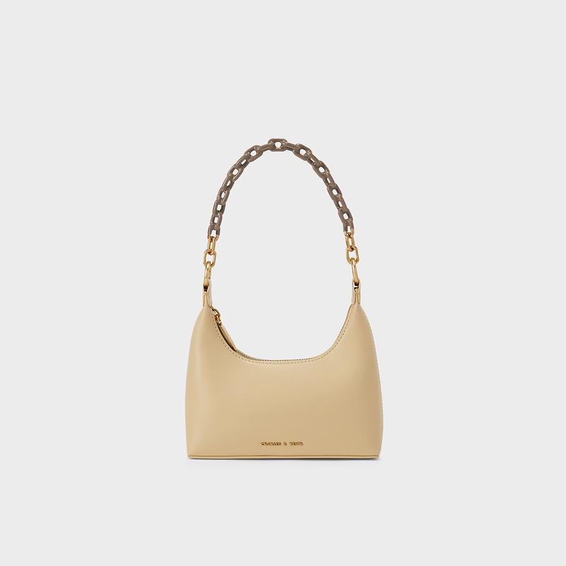 Charles and KEITH CK2-20270928 Túi Đeo Chéo Một Bên Vai Có Dây Xích Dành Cho Nữ