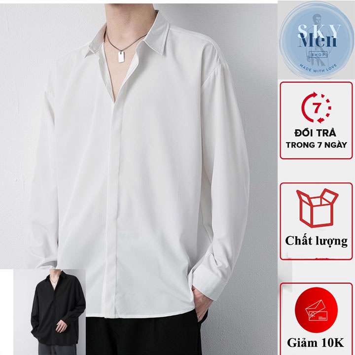 Áo Sơ mi tay dài dấu nút  áo nam nữ form rộng Unisex Hàn Quốc chất vải Cotton Lụa rất đẹp mịn mát co giãn nhẹ - SKM001