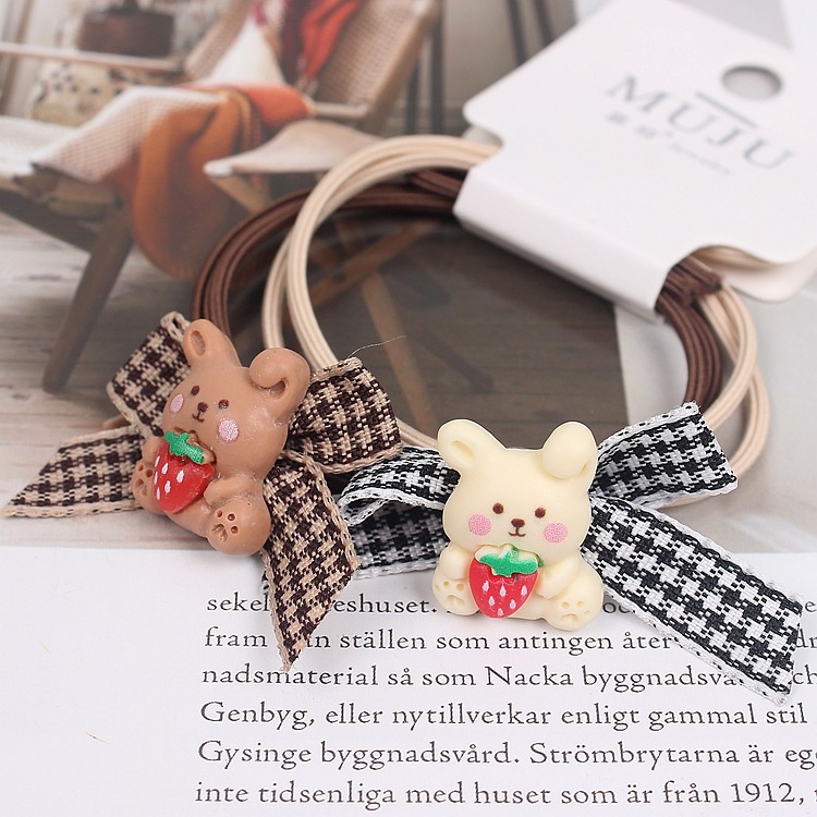 Set 2 dây chun buộc tóc đính nơ charm thú dễ thương BAG U S2CHUN09