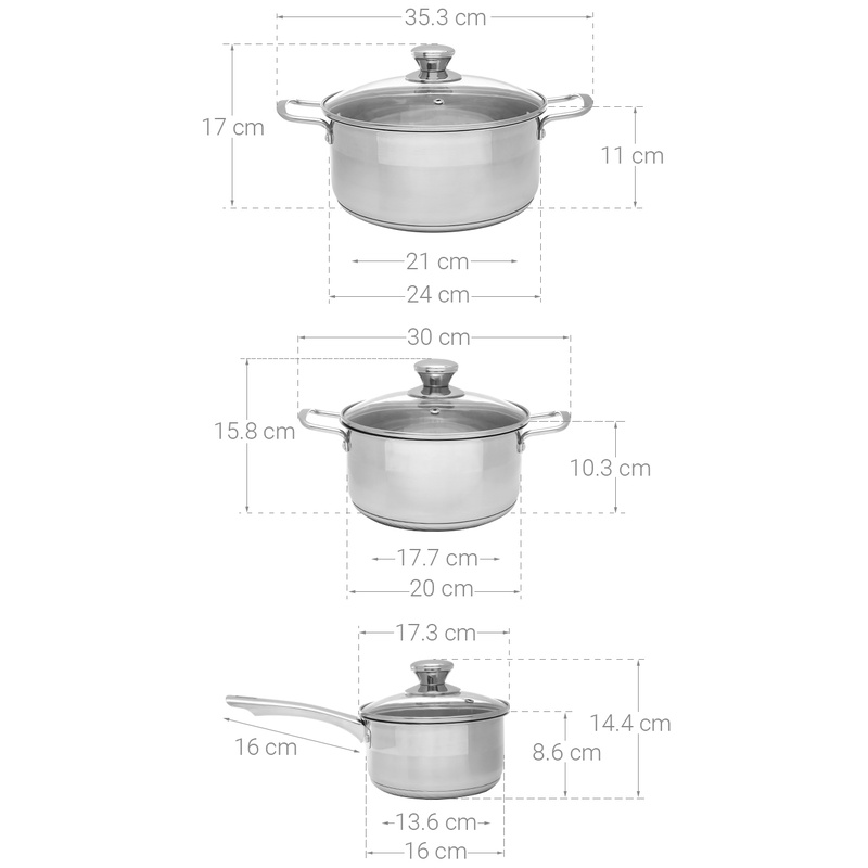 [LIFEMCMBP4 -12% đơn 250K] Bộ nồi inox Smartcook SM2102MN size quánh 16, 20 , 24cm