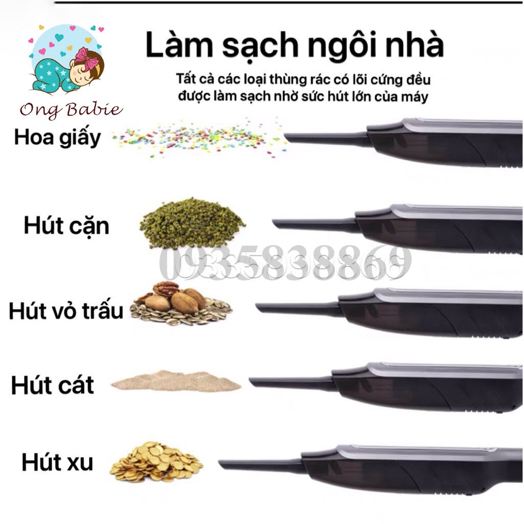 MÁY HÚT LÔNG MÈO, MÁY HÚT BỤI MINI CẦM TAY KHÔNG DÂY Ongbabie.shop