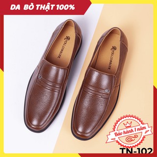 [FREESHIP - DA THẬT] -  Giày lười da trung niên màu nâu - Giày da bò nguyên tấm - TN 102
