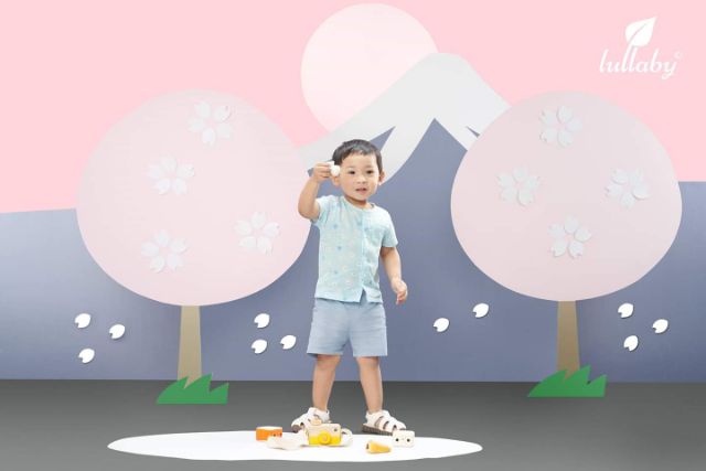 [Xả kho giá sốc] Bộ bé trai cúc giữa Lullaby BST Poplin  hình gấu size 6 tháng đến 4 tuổi