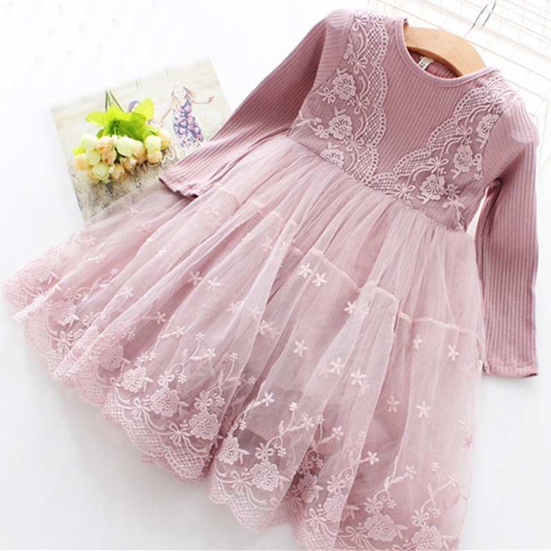 Đầm Công Chúa Tay Dài Thêu Hình Thời Trang Thu Đông Dành Cho Bé Gái