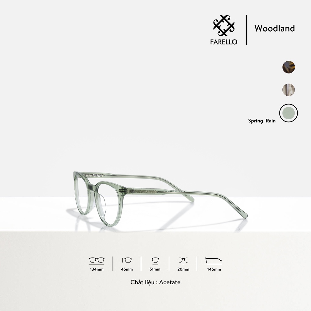 Gọng kính nữ cao cấp FARELLO Woodland mắt mèo Acetate thiết kế tinh tế màu sắc thời trang