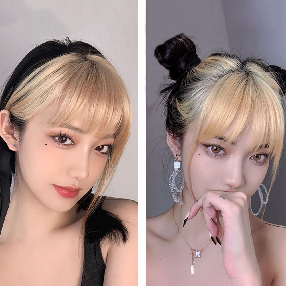 Tóc Mái Giả 3d Bằng Sợi Tổng Hợp Chịu Nhiệt Cao Có Kẹp Che Phủ Toàn Diện Cho Nữ