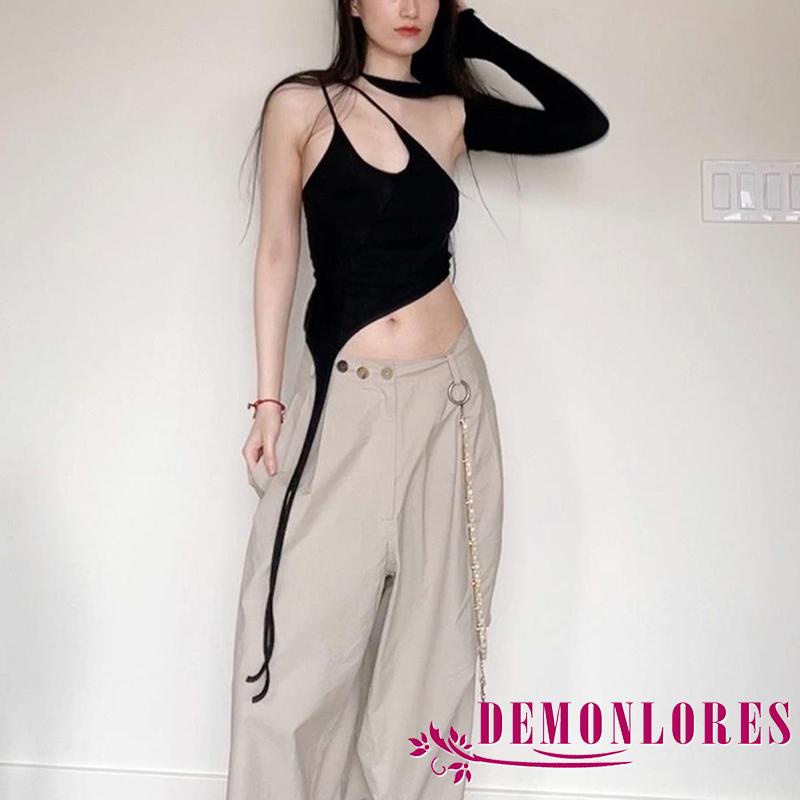 Áo kiểu croptop màu trơn ôm dáng thời trang độc đáo cho nữ