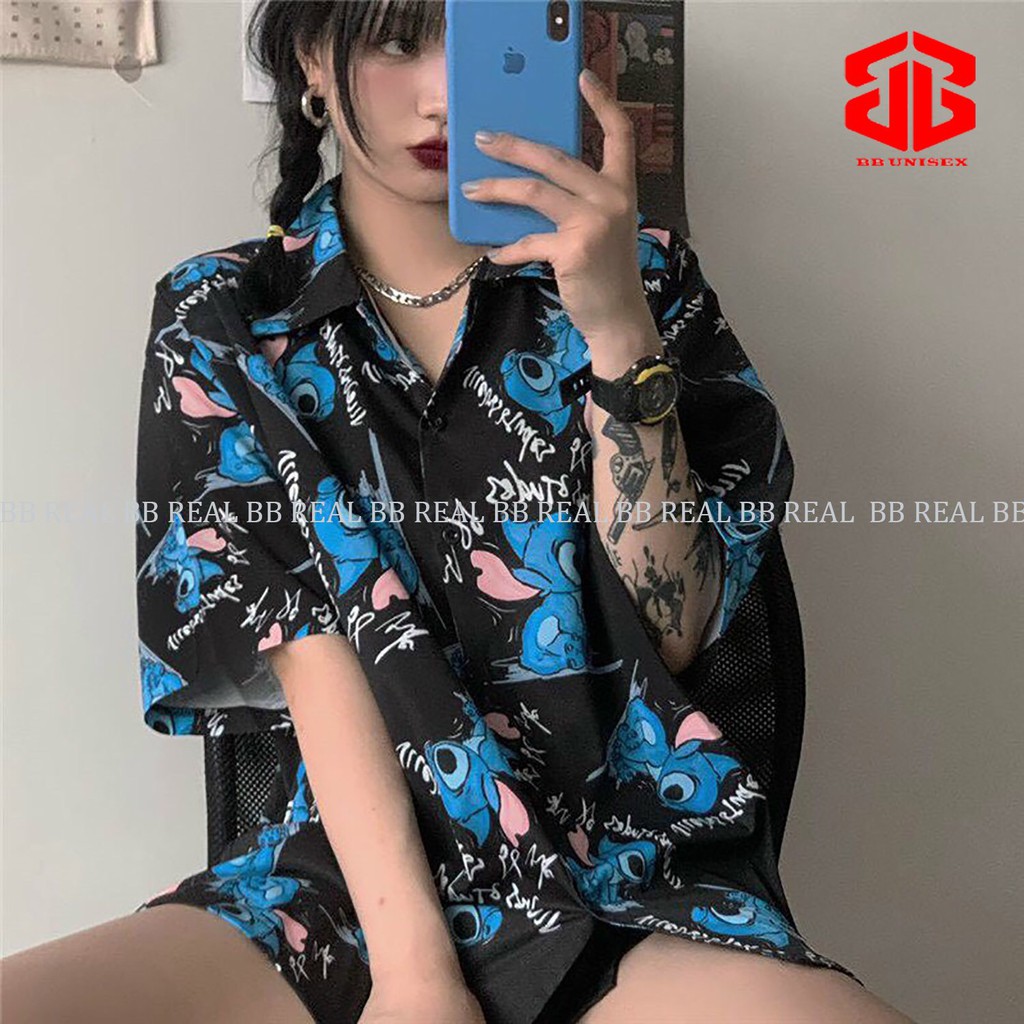 ÁO SƠ MI Tay Ngắn Họa Tiết Dễ Thương DRG Tay Lỡ FORM UNISEX - BB REAL