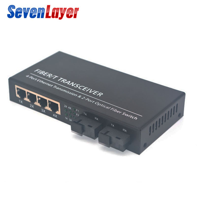 Bộ Chuyển Đổi Tín Hiệu Sợi Quang 4 RJ45 UTP 2 SC 1A+1B Ethernet 10/100/1000M